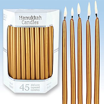 Deluxe Premium Tapered Gold Hanukkah Candles
