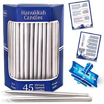 Deluxe Premium Tapered Silver Hanukkah Candles