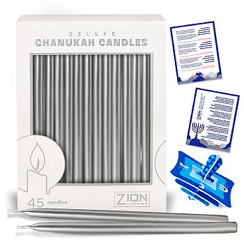 Deluxe Premium Tapered Silver Hanukkah Candles