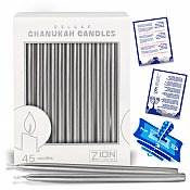 Deluxe Premium Tapered Silver Hanukkah Candles