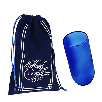 Chuppah Breaking Cup In Embroidered Velvet Bag