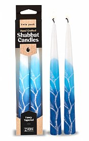 Handmade Shabbat Candles - Blue Elegance