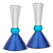 Classic Candlestick Set Anodized Metal - Multi Blue