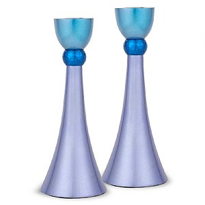 Modern Anodized Metal Candlestick Set
