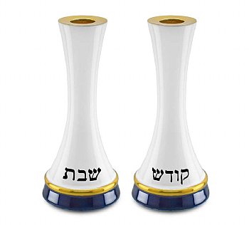 Elegant Decorated Candlesticks Set -Blue Gold