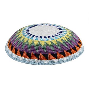 Supreme Quality DMC Knitted Kippot - Multi-Color Sun Beam