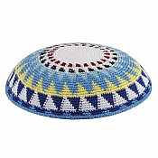 Supreme Quality DMC Knitted Kippot - Blue Sun Beam