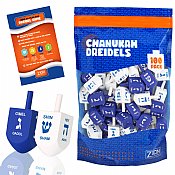 Blue & White Medium Wood Dreidels - 100 Pack
