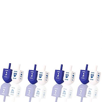 Blue & White Medium Wood Dreidels - 30 pack