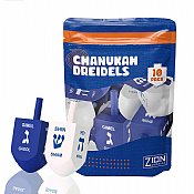 Blue & White Large Wood Dreidels - 10 pack