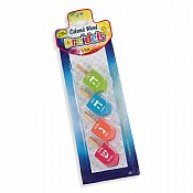 Colored Wooden Dreidels with English - 4 Pack