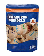 10 Pack Natural Wood Dreidels - ZipLock Bag