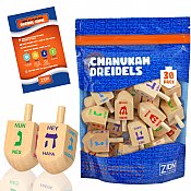 30 Pack Natural Wood Dreidels - ZipLock Bag