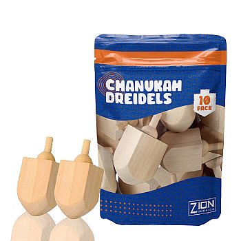 Large Unpainted Wood Dreidels - 10 Pack