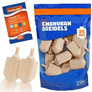 Large Unpainted Wood Dreidels - 25 Pack