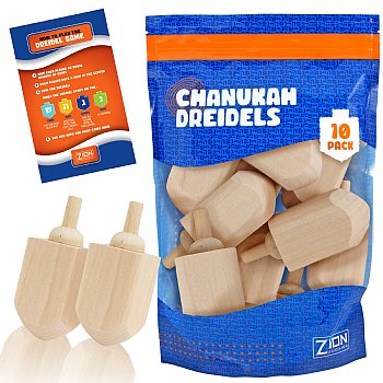 Large Unpainted Wood Dreidels - 10 Pack