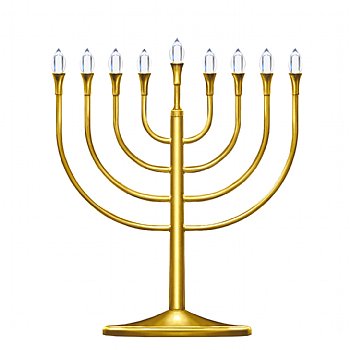 Large 14" LED Electric Display Menorah with USB - Gold Tone