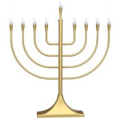 Large Display LED Electric Menorah Traditional Round Shape - GOLD