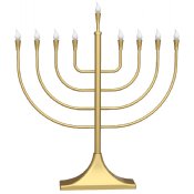 Large Display LED Electric Menorah Traditional Round Shape - GOLD