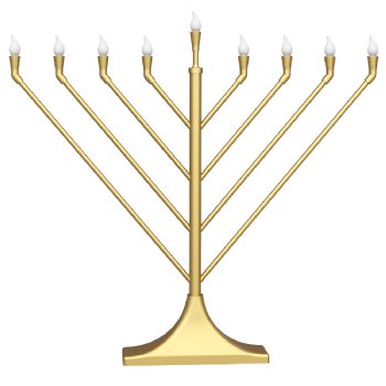 Large Display LED Electric Menorah Angled Rambam Shape - GOLD