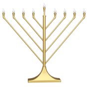 Large Display LED Electric Menorah Angled Rambam Shape - GOLD