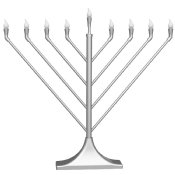 Large Display LED Electric Menorah Angled Rambam Shape - Silver