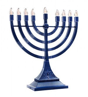 LED Electronic Menorah - Battery or USB Powered - Blue