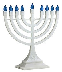 LED Electronic Menorah - Battery or USB Powered - White