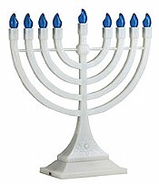 LED Electronic Menorah - Battery or USB Powered - White