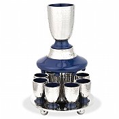 All Metal Kiddush Fountain with Enamel Dcor - Blue