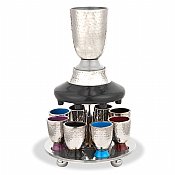 All Metal Kiddush Fountain with Enamel Dcor - Multi-Color