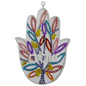 Hand Decorated Hamsa by Glushka Israel - Peace
