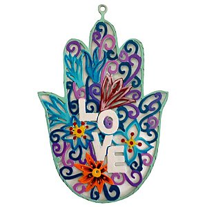 Hand Decorated Hamsa by Glushka Israel - Love