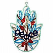 Hand Decorated Hamsa by Glushka Israel - Peace