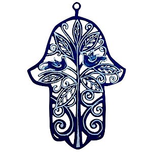Petite Hand Decorated Hamsa by Glushka Israel - Birds