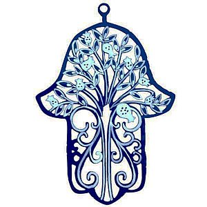 Petite Hand Decorated Hamsa by Glushka Israel - Pomegranates
