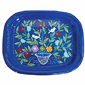 Artistic Painted Metal Large Tray by Glushka - Pomegranates with Birds