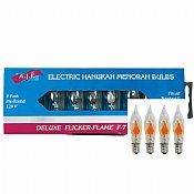 Flickering Flame-Shaped Menorah Bulbs -  Simulates Real Candles - 9 Bulbs per Sleeve