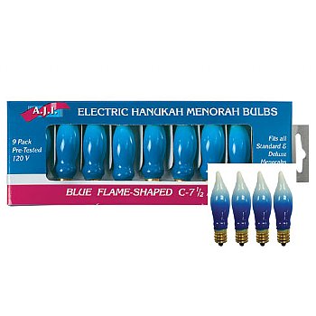 Blue Flame Menorah Bulbs -  9 Bulbs per Sleeve
