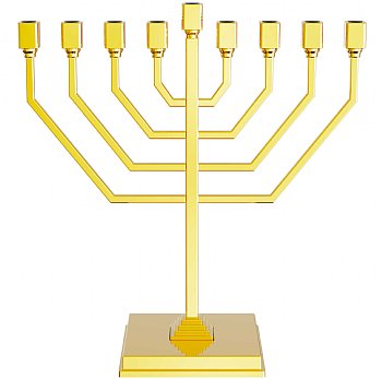 Elegant Traditional Metal Menorah  in Hexagon Style - Gold