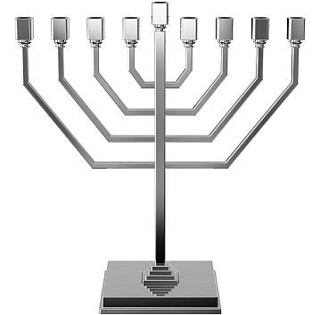 Elegant Traditional Metal Menorah  in Hexagon Style - Silver