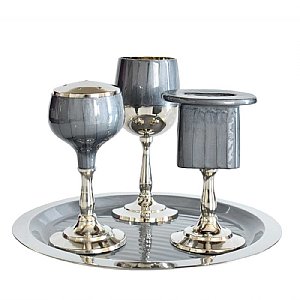 Aluminum with Enamel Havdallah Set - Slate Blue / Grey