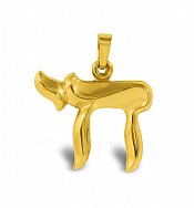 14K Gold Chai Pendant - Crafted 3D Style