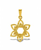 14K Gold Star of David Pendant - Hearts