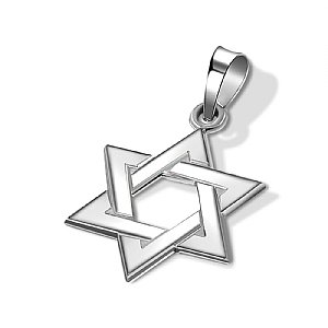 14K White Gold Star of David Pendant