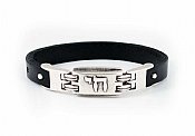 Pewter and Leather Judaic Unisex Bracelet  - Chai