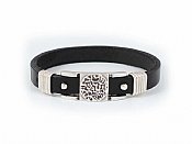 Pewter and Leather Judaic Unisex Bracelet  - Shema Yisroel