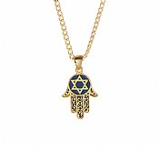 14K Gold/Silver Enameled Hamsa