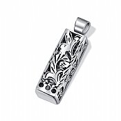 Sterling Silver Mezuzah Pendant - Flowers