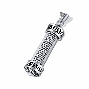 Sterling Silver Mezuzah Pendant with Scroll